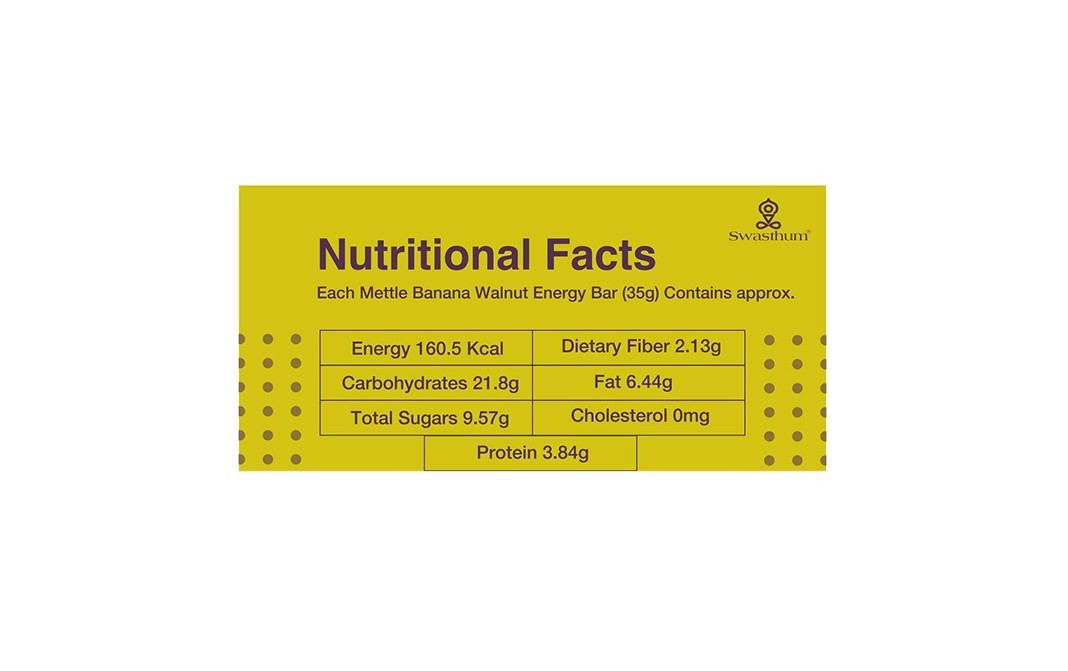 Mettle Banana Walnut Energy Bar   Pack  35 grams